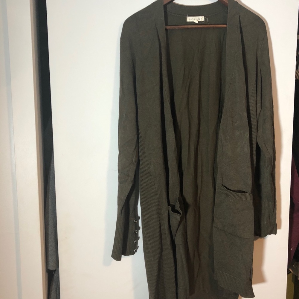 Long olive sweater